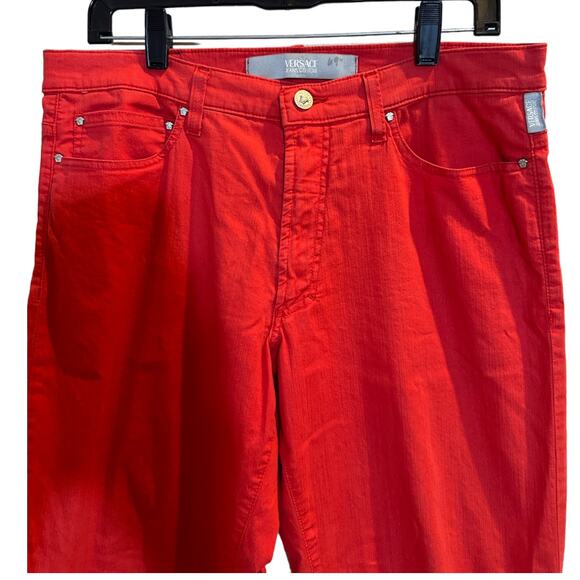 Vintage Bright Red Versace Jeans Couture Capri Pants Made in Italy L / XL - Picture 3 of 6